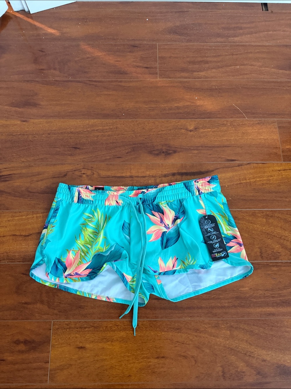 Turquoise Floral Shorts